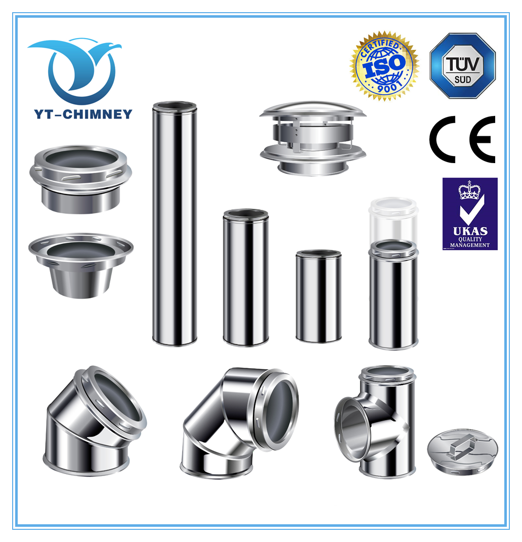 stainless steel twist lock type insulated double wall chimney system